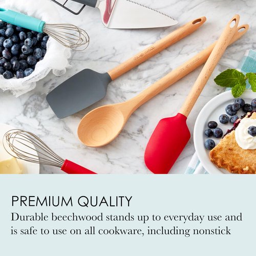 Chicago Metallic Beechwood Spoon Ideal for Stirring Soups and Sauces, Features Hang Hole for Convenient Storage, 2.36x0.79x13.98 Inch