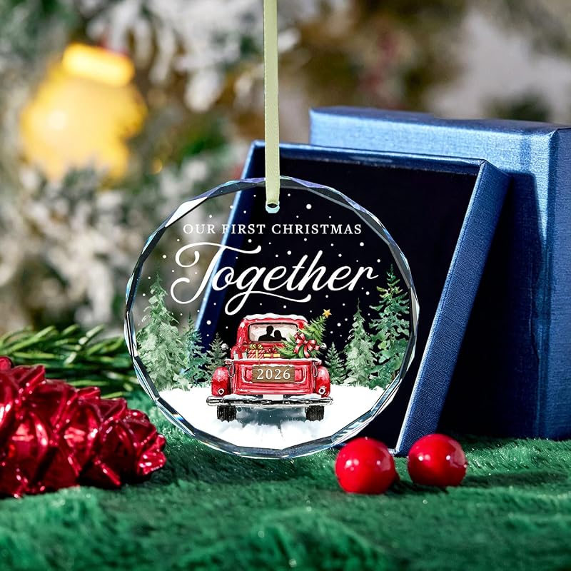 First Christmas Together Ornament 2026 - Together+2026 Glass Ornament Gift Box