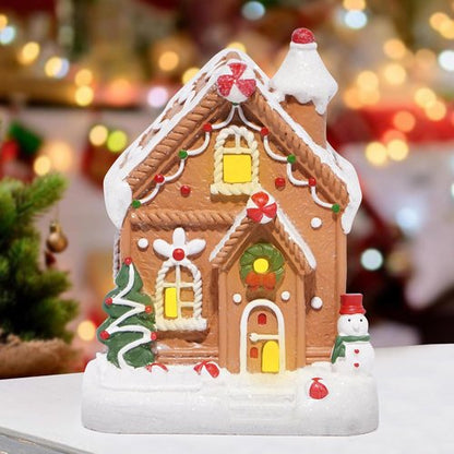 Hodao Gingerbread House Decoration - Handmade Polyresin Xmas Figurine for Winter Decor | Brown