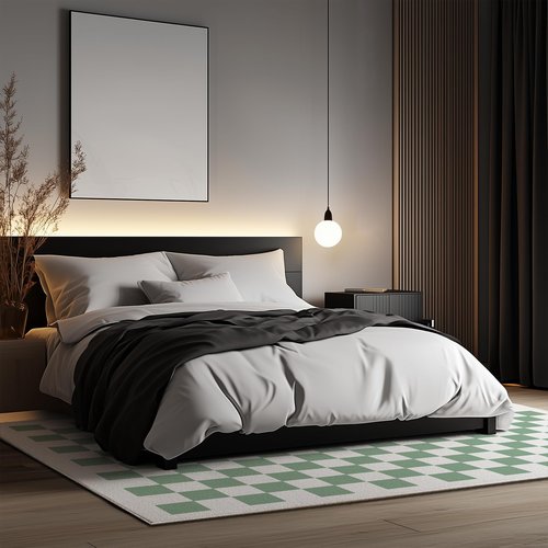 JROSING Washable Checkered Rug, 4x6 Sage Green Checkerboard Modern Boho Foldable Large Area Rugs for Living Room, Low Pile Ultra-thin Non-slip Indoor Doormat Carpet for Office Bedroom Playroom Kitchen