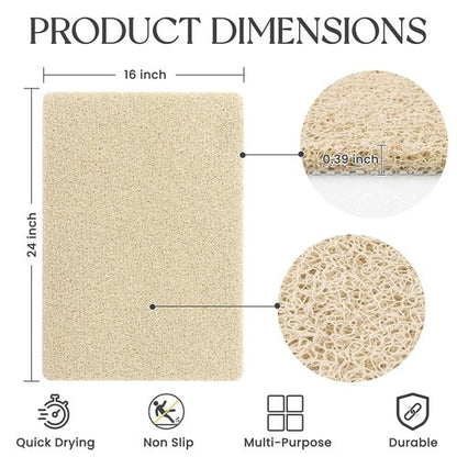 SILOLOOM Bathtub Mat Non Slip, 24x16 Inch Shower Mats for Inside Shower, PVC Loofah Bathroom Mat Quick Dry with Drain Hole, Phthalate-Free Bath Mats for Shower Bathroom Tub and Wet Areas (Beige)