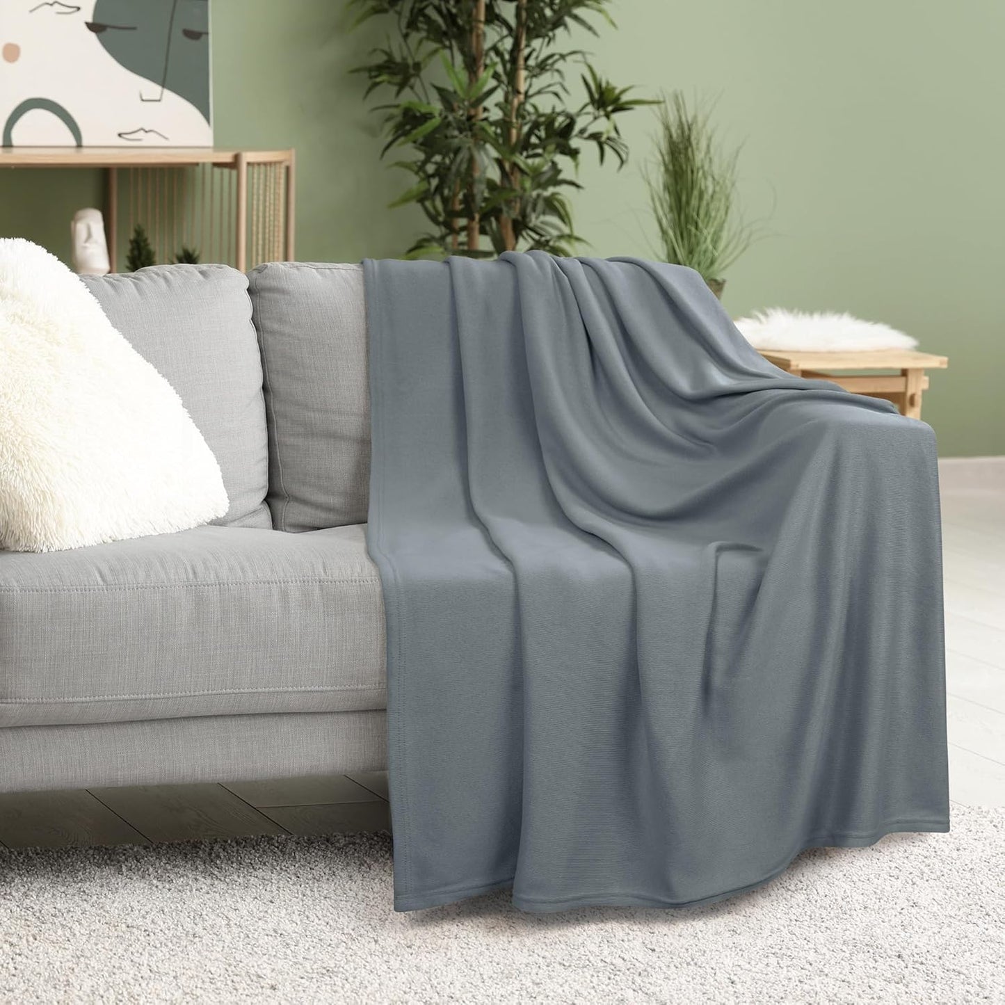 Utopia Bedding Knit Blanket - Soft Lightweight Jersey | Queen Size (90x90 Inches) in Grey