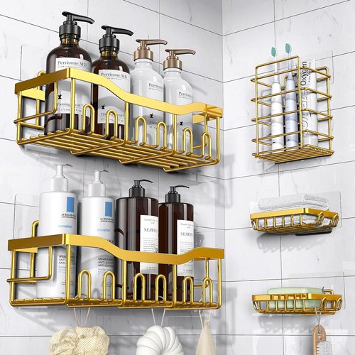 EUDELE Rustproof Stainless Steel Shower Caddy - No Drill Adhesive Organizer with Large Capacity | XL Size for Bathroom & Kitchen