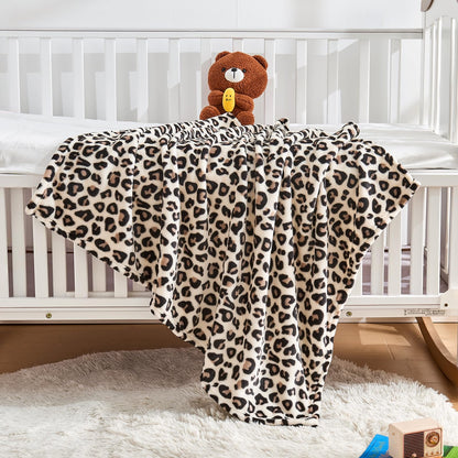 Yurhap Leopard Print Baby Blanket Fleece Baby Blankets for Boys Girls, Ultra Soft Cozy Fluffy Infant Toddler Newborn Receiving Blankets for Crib Stroller, 30"x40", Cream