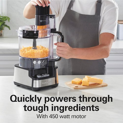 Hamilton Beach Food Processor - BPA-Free, Stainless Steel Blades, 12-Cup Capacity, 2-Speed Motor, Black
