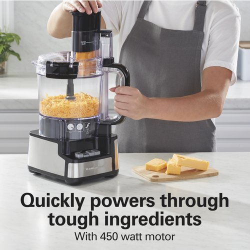 Hamilton Beach Stack & Snap Food Processor and Vegetable Chopper, BPA Free, Stainless Steel Blades, 12 Cup Bowl, 2-Speed 450 Watt Motor, Black (70725A)