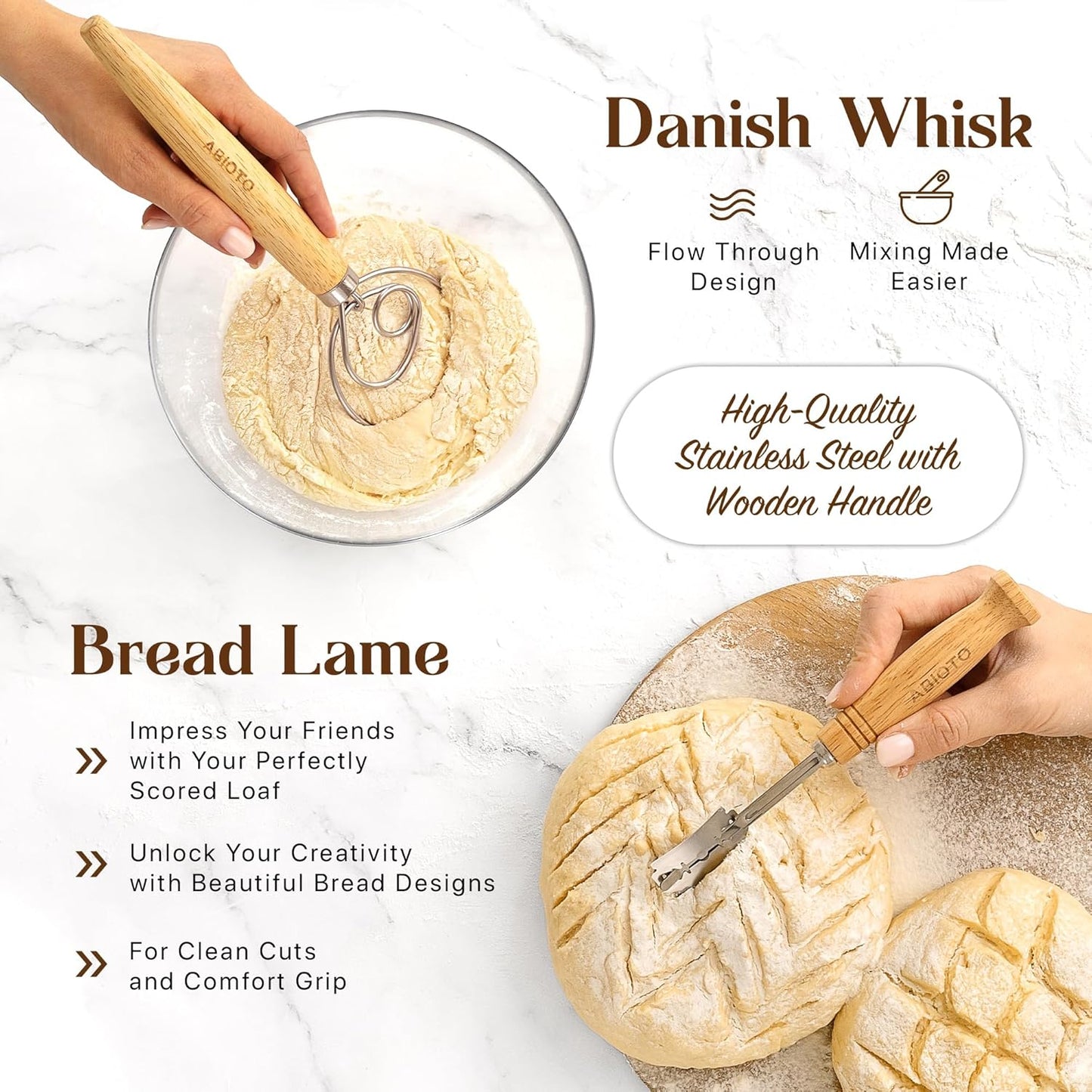 Skiennix Sourdough Starter Kit - 21 Piece Baking Supplies with 24oz Starter Jar & Rattan Baskets