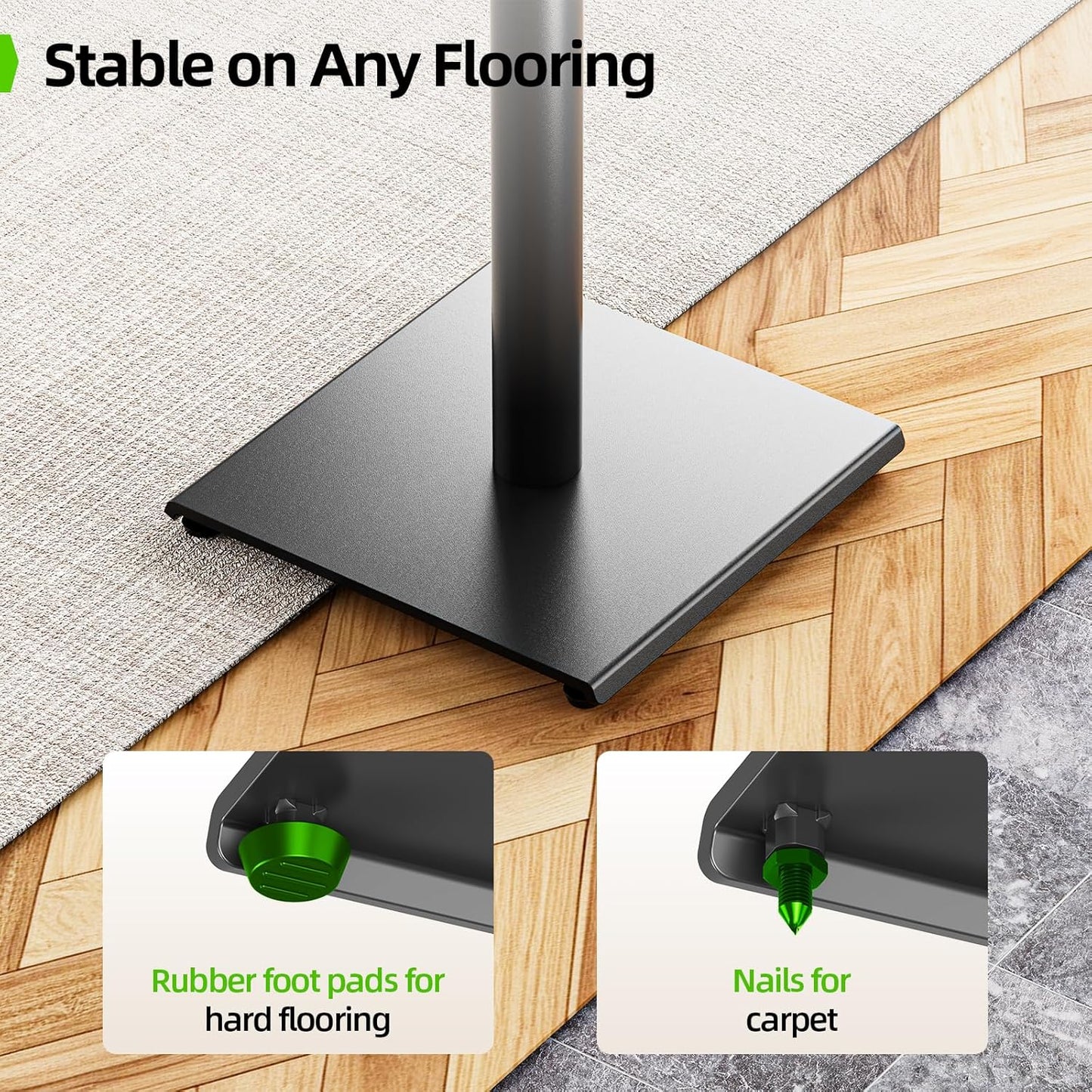 USX MOUNT Bookshelf Speaker Stands - Height Adjustable 32-42 Inch for Surround Sound | Max Load 11 lbs
