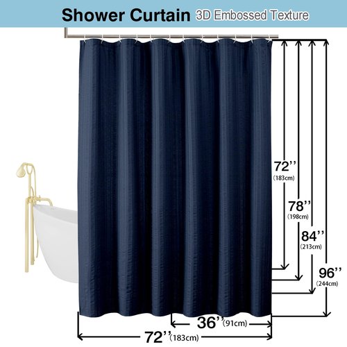 Aiyufeng Moga Navy Blue Fabric Shower Curtains for Bathroom - Blue Hotel Spa Polyester Cloth Bath Curtain with 12 Holes, 72x72, Machine Washable, Navy Blue
