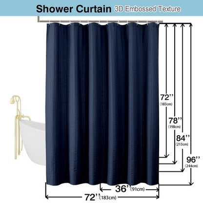 Aiyufeng Moga Navy Blue Fabric Shower Curtains for Bathroom - Blue Hotel Spa Polyester Cloth Bath Curtain with 12 Holes, 72x72, Machine Washable, Navy Blue