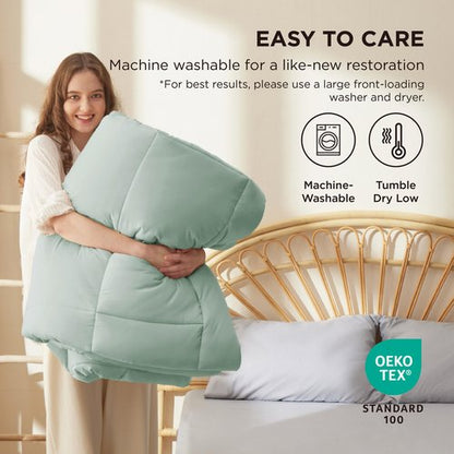 Bedsure Comforter Duvet Insert - Quilted Comforters Full Size, All Season Duvet, GentleSoft Down Alternative Bedding Blanket, with 8 Tabs, Gifts for Women/Men, Sage Green, Full 86 x 82 Inches