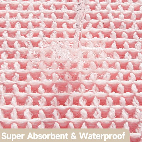 TYUU Light Peachy Pink Bathroom Rugs, Waffle Bath Mat Non Slip Washable Quick Dry Cute Bath Mat Boho Farmhouse Bathroom Decor, 30"x20" Light Peachy Pink