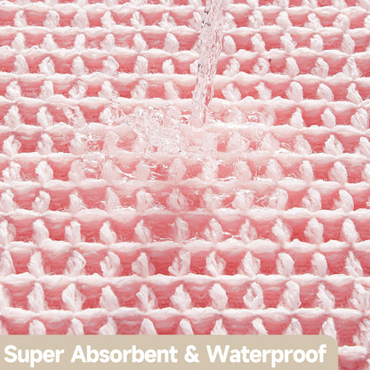 TYUU Light Peachy Pink Long Bathroom Rugs, Waffle Runner Rug Bathroom Non Slip Washable Quick Dry Cute Bath Mat Boho Farmhouse Bath Mat, 72"x24" Light Peachy Pink