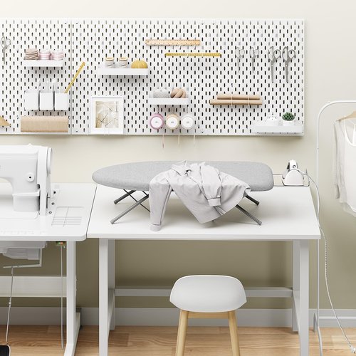 KINGBOARD Tabletop Ironing Board, Small Ironing Boards with Iron Rest, Folding Iron Board, Extra Thick Cover, Portable Tabletop Ironing Board with Non-Slip Feet, 30x12 Grey