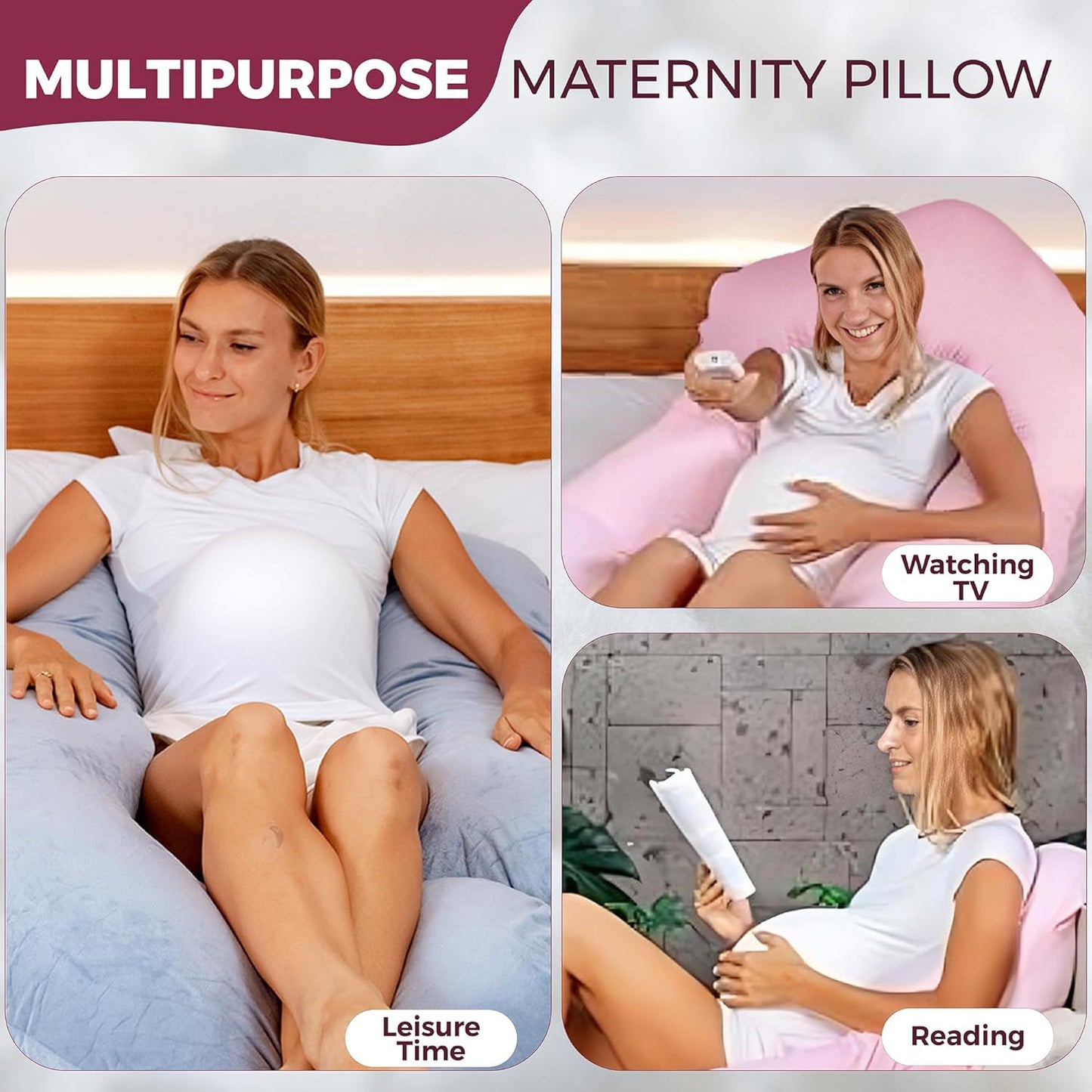PILLANI Maternity Pillow - 57-Inch Pregnancy Support Pillow with Removable Washable Cover | V-C-U Shaped Full Body Comfort