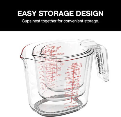 Cuisinart Liquid Measuring Cups - Clear 3-Piece Nesting Set for Accurate Measurements