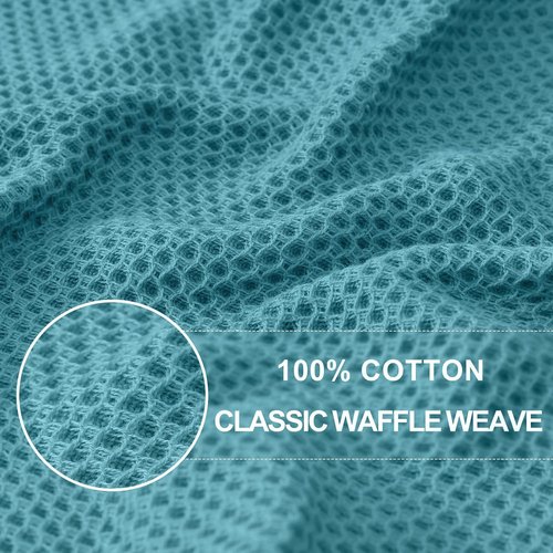 Homaxy Kitchen Dish Towels - Ultra Soft 100% Cotton Waffle Weave, Quick Drying, 13 x 28 Inches, 8-Pack, Lake Blue