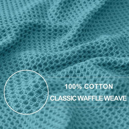 Homaxy Kitchen Dish Towels - Ultra Soft 100% Cotton Waffle Weave, Quick Drying, 13 x 28 Inches, 8-Pack, Lake Blue
