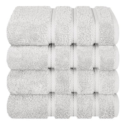 American Soft Linen Luxury Hand Towels for Bathroom, 600 GSM Heawy Weight 16x28 Size 100% Cotton Turkish 4 Piece Hand Face Towel Set, Silver Grey Hand Towels