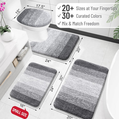 OLANLY Bathroom Rug Mat - Extra Soft Microfiber Non-Slip Bath Runner 70x24 | Grey Plush Shaggy Design