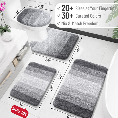 OLANLY Bathroom Rug Mat 70x24, Extra Soft and Absorbent Microfiber Bath Rugs, Non-Slip Plush Shaggy Bath Carpet Runner, Machine Wash Dry, Bath Mats for Bathroom Floor, Tub and Shower, Grey