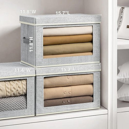 Homsorout Stackable Storage Bins - Large Fabric Organizer Baskets with Lids | 5 Pack for Closet & Living Room
