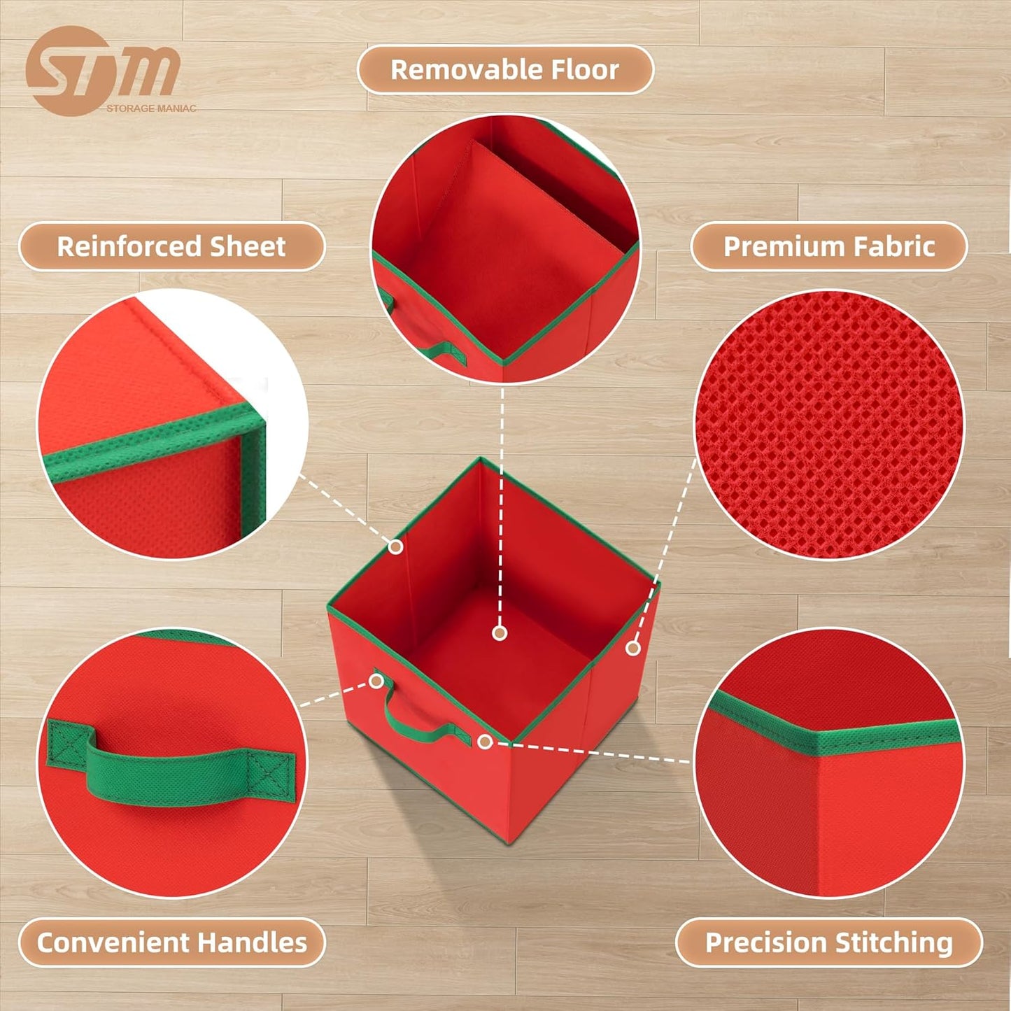 Storage Maniac Storage Cubes - 11-Inch Durable 6-Pack Fabric Bins for Closet & Toy Organization | Red