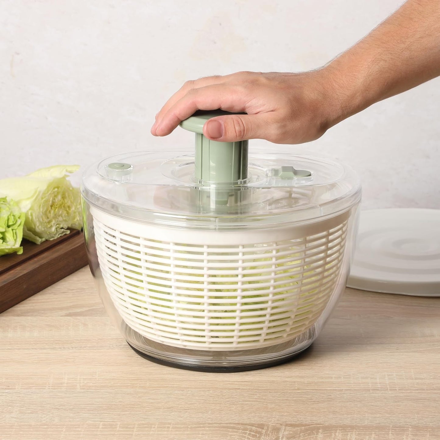 Sur La Table 6.3 Qt Salad Spinner | Essential Fruit & Vegetable Washer in Juniper Green