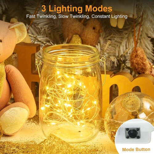 Btfarm 30 Pack Fairy Lights - Battery Operated Twinkle String Lights | 7ft Waterproof Mini Silver Wire for Christmas & Weddings - Warm White/Colorful