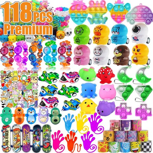 128 Pcs Treasure Box Toys - Kids Easter Egg Fillers & Fidget Prizes for Classroom & Parties