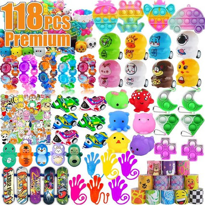 128 Pcs Treasure Box Toys - Kids Easter Egg Fillers & Fidget Prizes for Classroom & Parties
