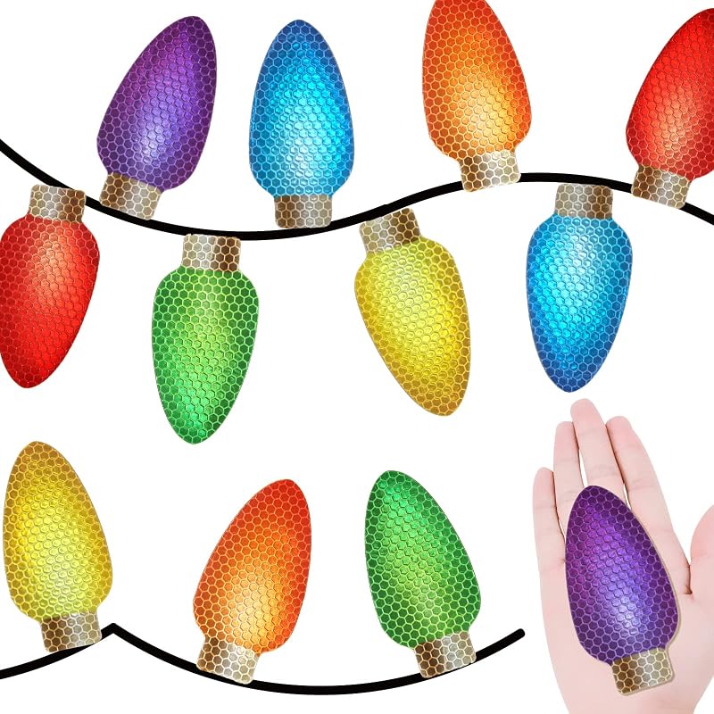 Reflective Christmas Car Magnets - 6 Light Magnets & 6 Wire Magnets for Cars & Fridges
