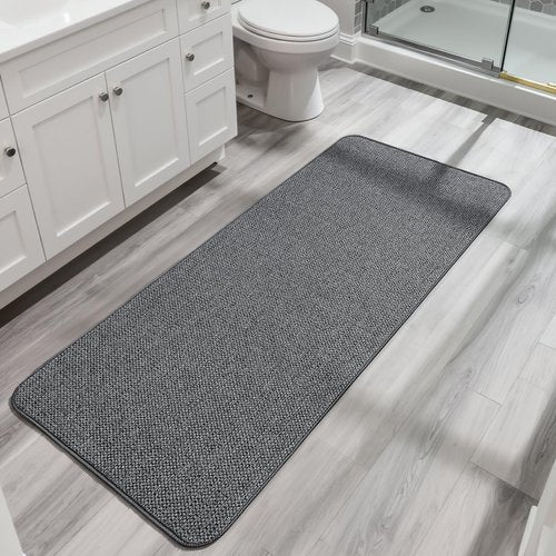 Bath Mat,Ultra Thin Bathroom Runner Rugs,Large Bath Mats for Bathroom,Quick Dry,Non-Slip,Machine Washable,Low Pile,Bath Rug,Shower Outside,Sink,Home Decor Accessories.Dark Grey,1'5"x4'11"（17x59inch）