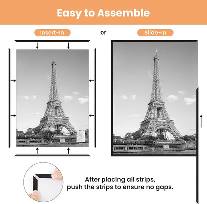 Upsimples 18x24 Picture Frame - Scratch-Proof Black Poster Frames for Photo Gallery | 3-Pack, Slide-In Design
