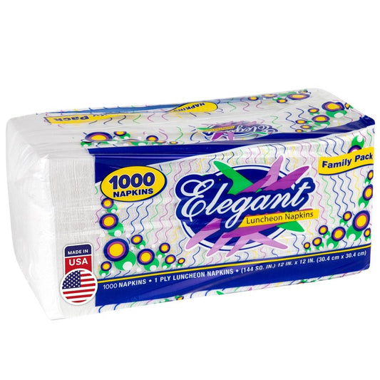 Stock Your Home 12 Inch Disposable Napkins - Made in The USA 1 Ply White Dinner Napkins - Paper Napkins for Dinner, Parties, Crafts, Daily Use - 1000 Pack