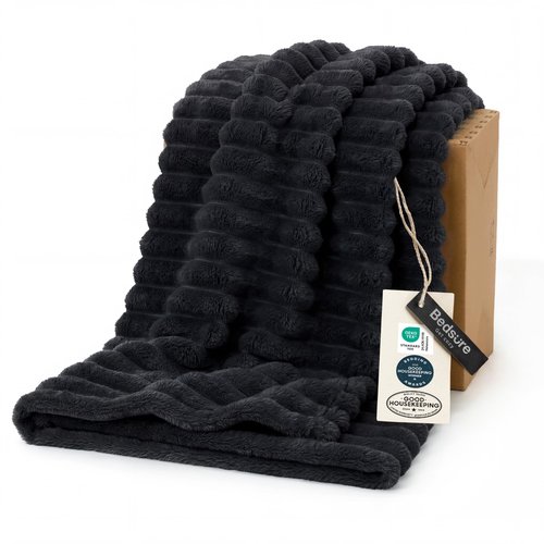 Bedsure GentleSoft Black Fleece Blanket for Couch - Cozy Soft Blankets for Women, Cute Small Throws for Girls, 50x70 Inches