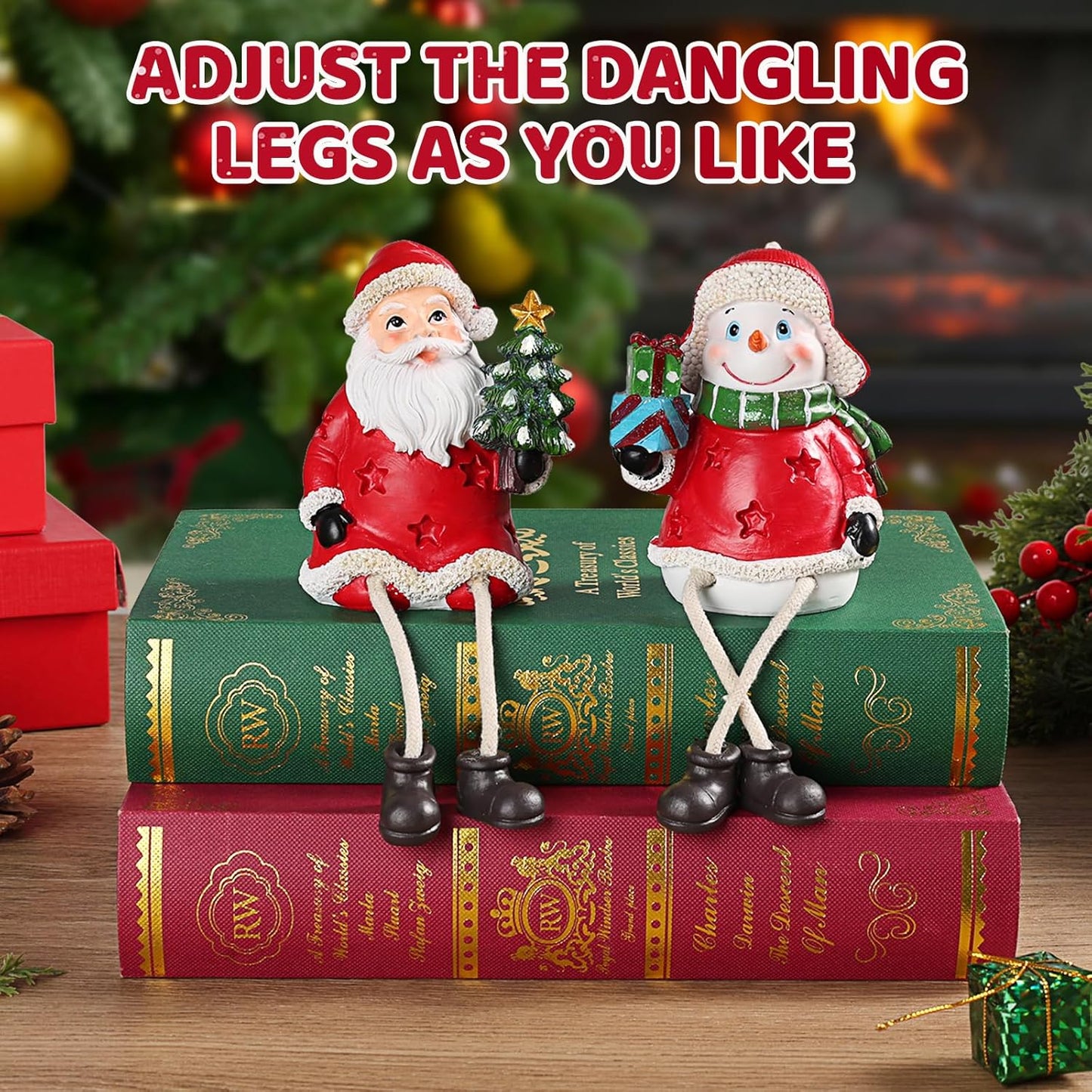Regine Switzerland Christmas Figurines - Set of 2 Resin Santa & Snowman Shelf Sitters | Holiday Decor