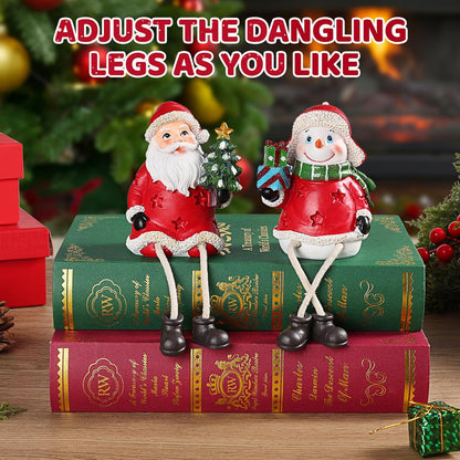 Regine Switzerland Christmas Figurines - Set of 2 Resin Santa & Snowman Shelf Sitters | Holiday Decor