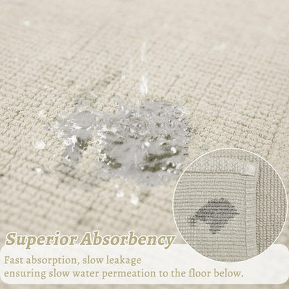 Mrs Awesome Soft 100% Cotton Bath Mat with Hot-melt Non-Slip Backing, 20" x 32" Comfortable & Absorbent Washable Textured Woven Rug for Bathroom, Beige