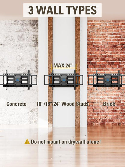 Mounting Dream TV Wall Mount TV Bracket for Most 42-90 Inch TV, Pre-Assembled Full Motion TV Mount with Articulating Arms, Max VESA 800x400mm 132 lbs. Loading, Fits 16", 18", 24" Studs, MD2298-XL