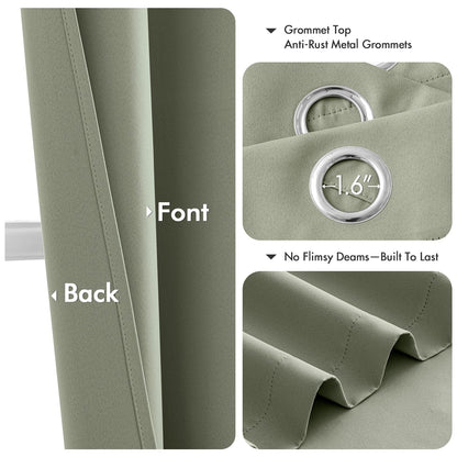 MIULEE Sage Green Blackout Curtains for Bedroom Living Room 40 Inches Long 2 Panels, Thermal Insulated Room Darkening Drapes Solid Grommet Noise Reduction Light Blocking Window Treatments 40x40 Inch