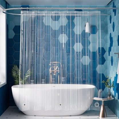 Titanker Clear Shower Curtain Liner, Plastic Shower Liner PEVA 72 x 72 Lightweight Waterproof Shower Curtains for Bathroom with Magnets and Rustproof Grommets
