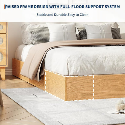 IDEALHOUSE Full Wood Platform Bed Frame with Low Profile Pine Finish - Twin to California King