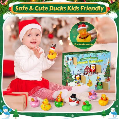 ZIZZ Advent Calendar 2025 | Christmas Rubber Ducks - 24 Days of Fun Countdown Gifts for Kids