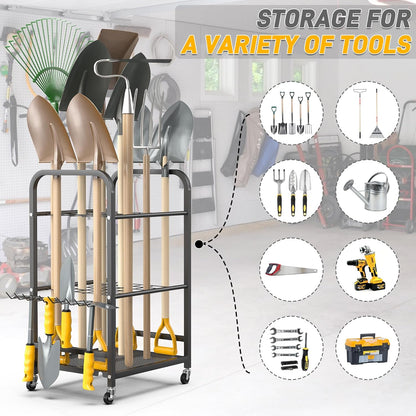 Ultrawall Garden Tool Organizer - Lockable Wheels for Easy Mobility | Versatile Storage Rack for Indoor & Outdoor Use