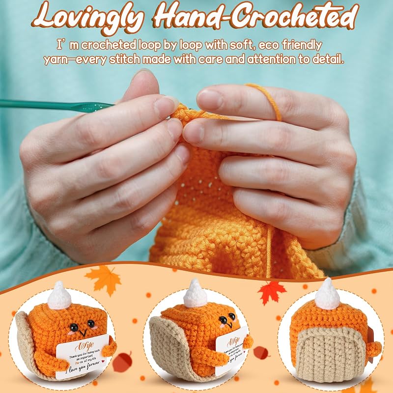 Wife Crochet Mini Pumpkin Pie Plush - Halloween Gift from Husband | 2.36" Decorative Plush