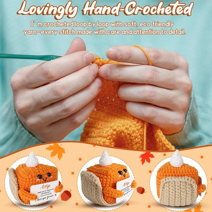 Wife Crochet Mini Pumpkin Pie Plush - Halloween Gift from Husband | 2.36" Decorative Plush