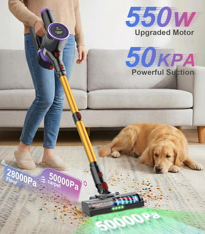 Skiennix Cordless Stick Vacuum Cleaner - Powerful 550W Suction | 45 Minutes Runtime, Lightweight & Wireless for Home & Pet Hair
