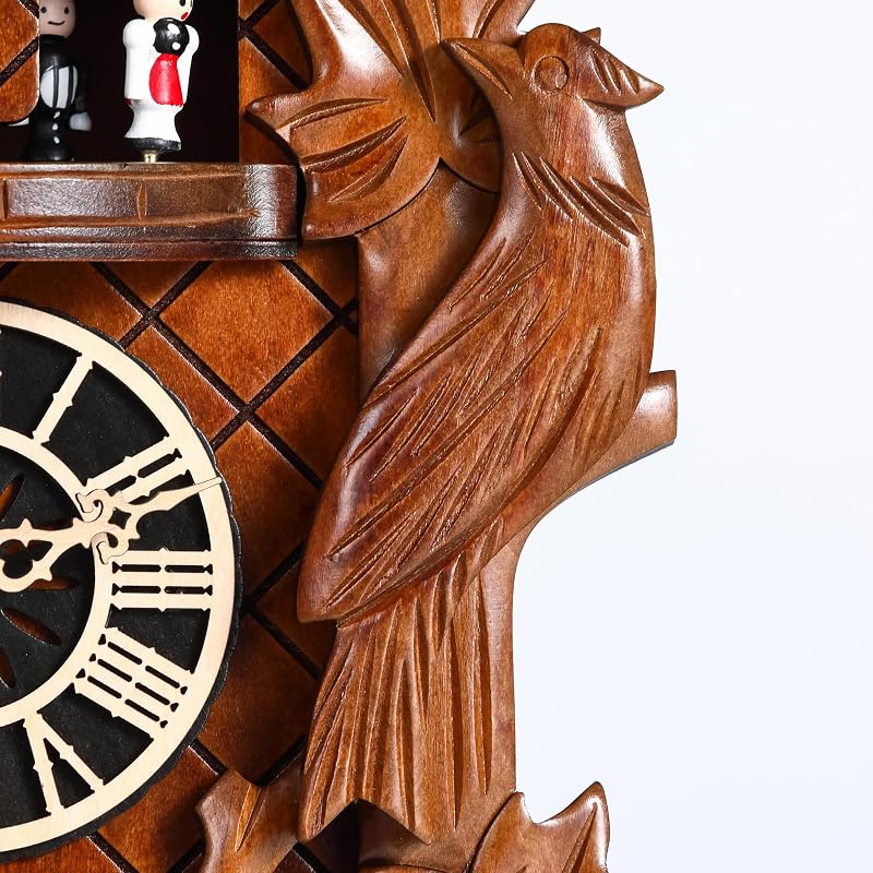Hand-Carved Wooden Cuckoo Clock Wall Clock Antique Style 11.1 x 25.8 in