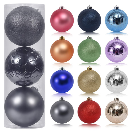 SY Super Bang 120MM/4.72" Large Christmas Ornaments, Shatterproof Christmas Ball Tree Decorations Set for Xmas Tree for Holiday, Party Decor - 3PCS, Grey.